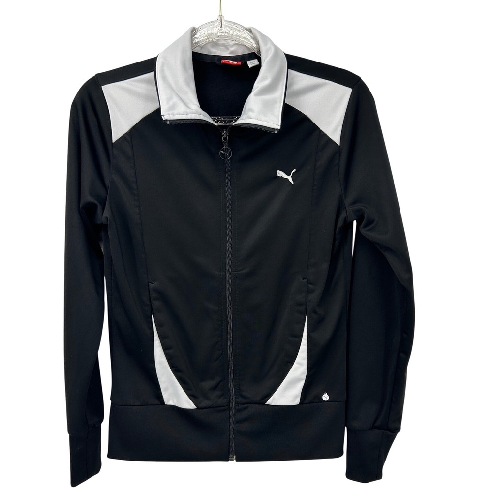 Puma Sportlifestyle Womens Track Jacket Black White Full Zip Slim Fit‎ Small